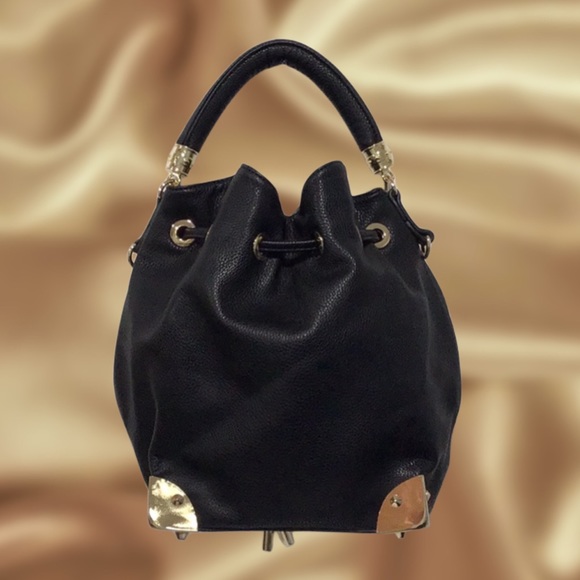 Dream Control Drawstring, Grommeted Shoulder Bag/Handbag, Black - Picture 2 of 13